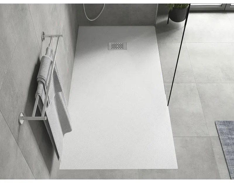 Mexen Hugo, obdĺžniková sprchová vanička SMC 170 x 80 cm, biela, oceľová krytka, 42108017-X