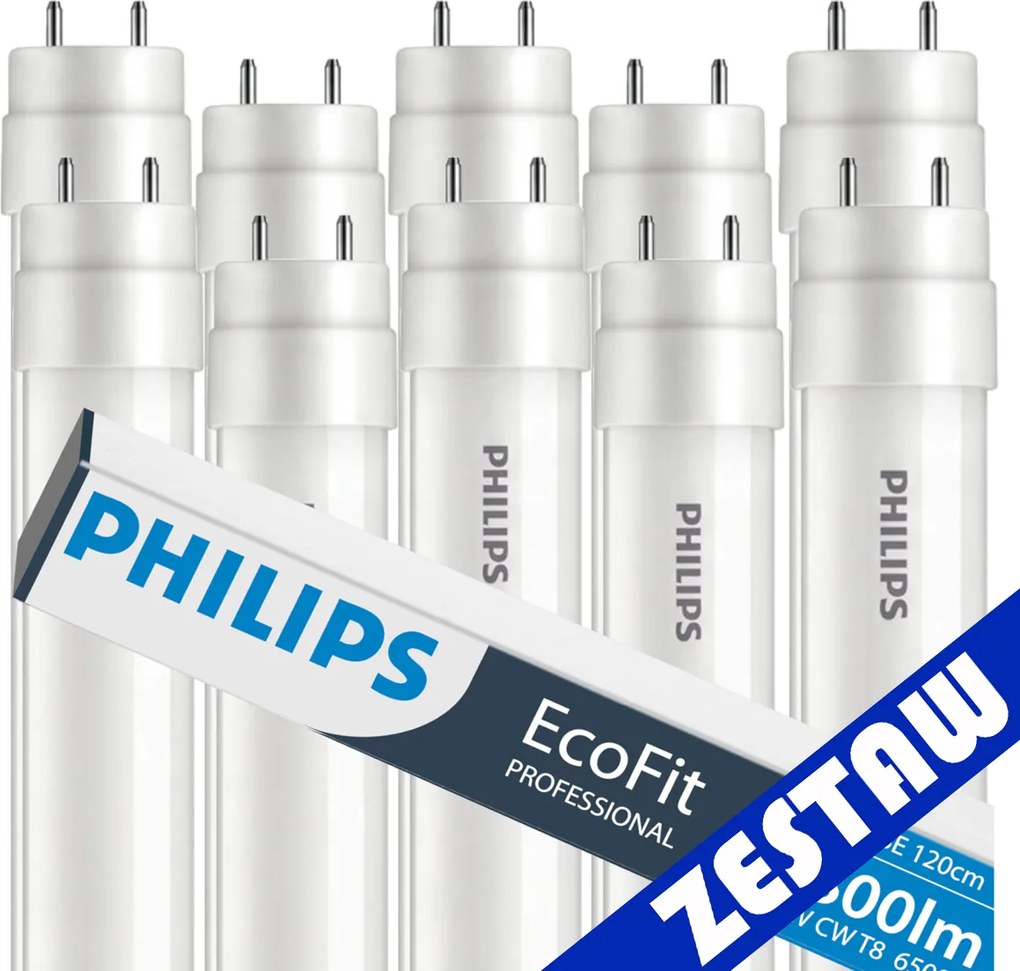 SADA 10x LED trubicové svetlo 120cm 18W 6500K 1800lm G13 Philips Cold