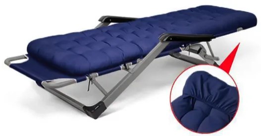 Záhradné lehátko so sivým rámom a vankúšom modrá