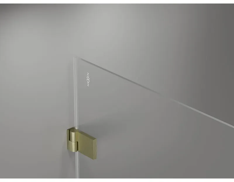 Mexen Lunar-B Duo, výklopný sprchový kút 85 x 75 cm, 8mm číre sklo, zlatý matný profil, 832-085L-075P-55-00