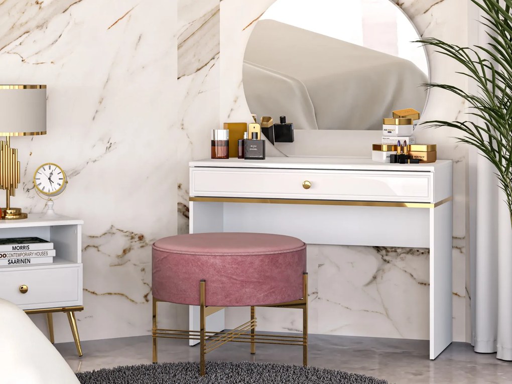 TOALETNÝ STOLÍK BELLINI BIELY VYSOKÝ LESK