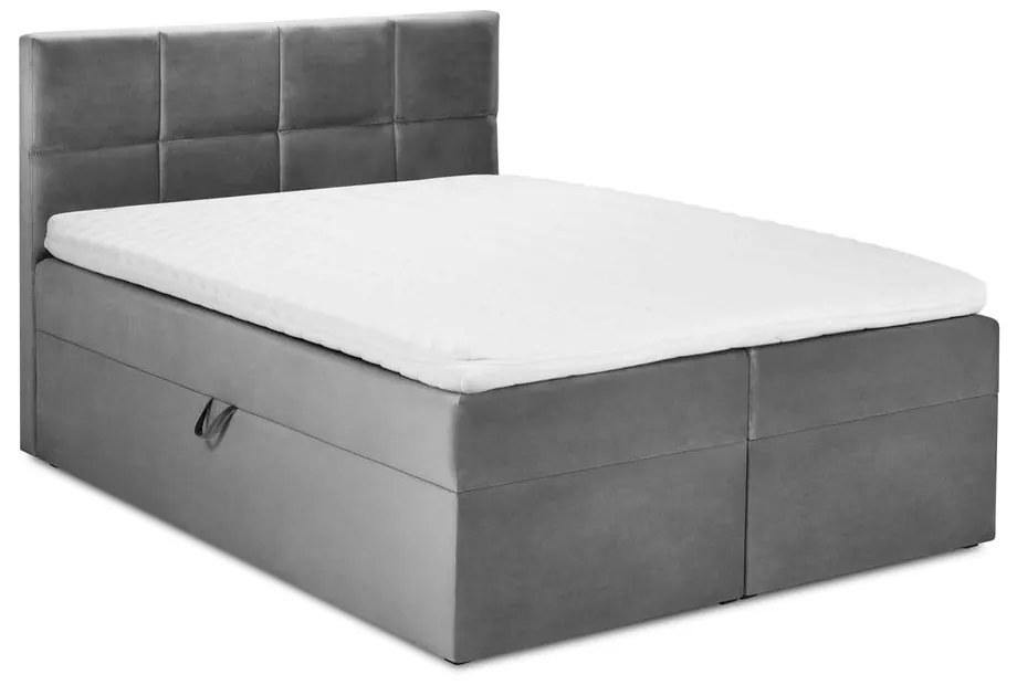 Sivá zamatová dvojlôžková posteľ Mazzini Beds Mimicry, 200 x 200 cm