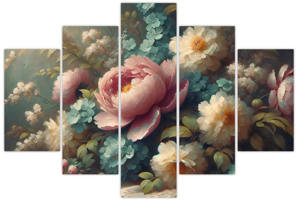 Obraz - Zátišie s kvetmi - maľba (150x105 cm)