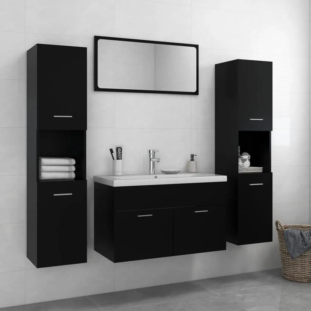 Súprava kúpeľňového nábytku čierna drevotrieska 3071235