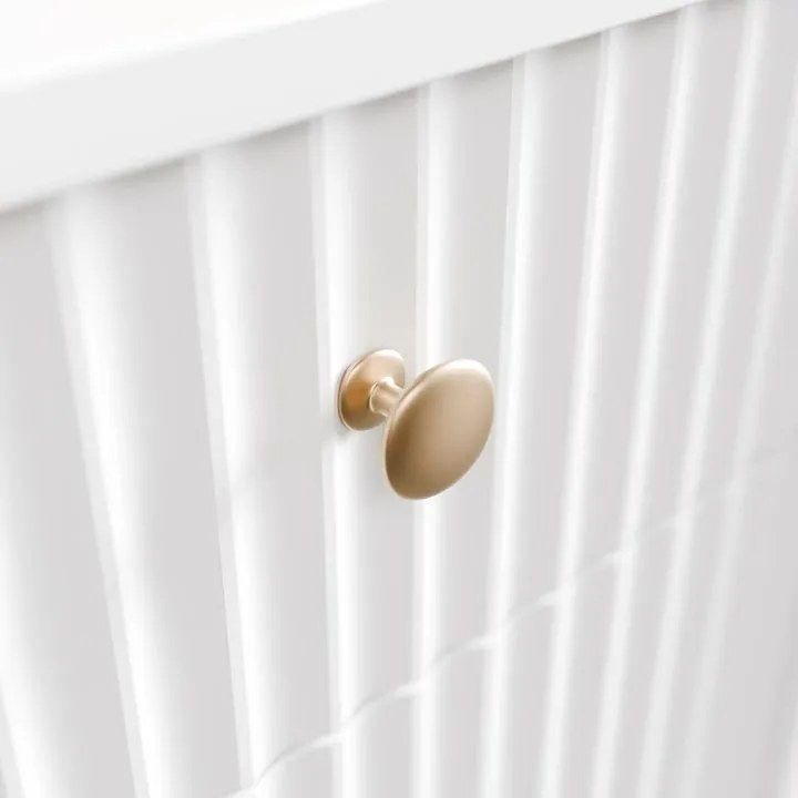 Toaletný stolík s LED zrkadlom, 5 zásuviek, biela/zlatá