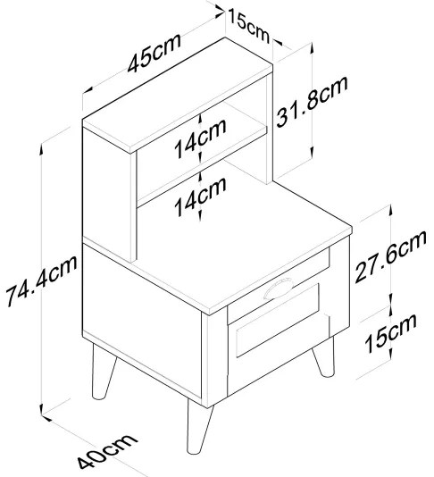 Nočný stolík RANI 45x74,4 cm biela