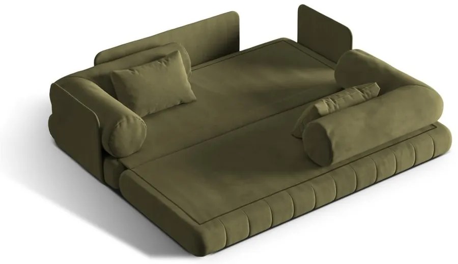 Zelená zamatová rozkladacia pohovka 206 cm Kemi – Cosmopolitan Design