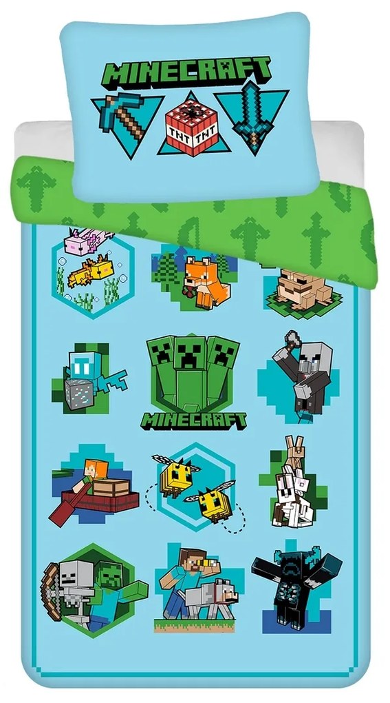 Jerry Fabrics Bavlnené obliečky Minecraft Lets play, 140 x 200 cm, 70 x 90 cm