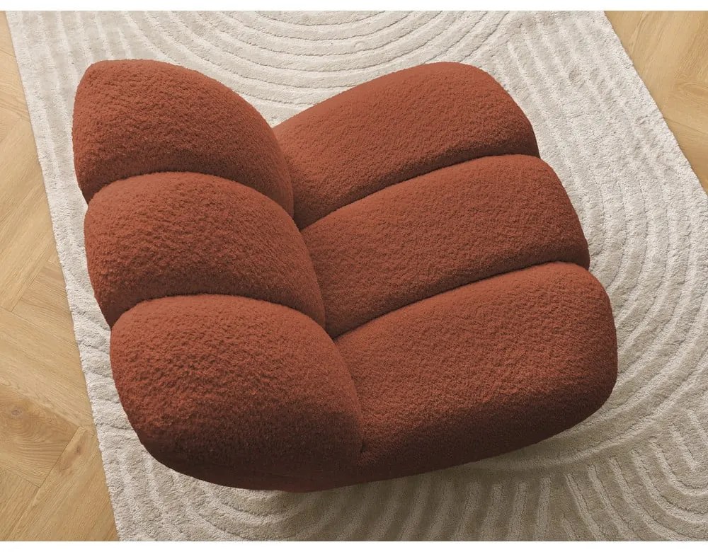 Kreslo z textílie buklé v tehlovej farbe Janissaire – Bobochic Paris