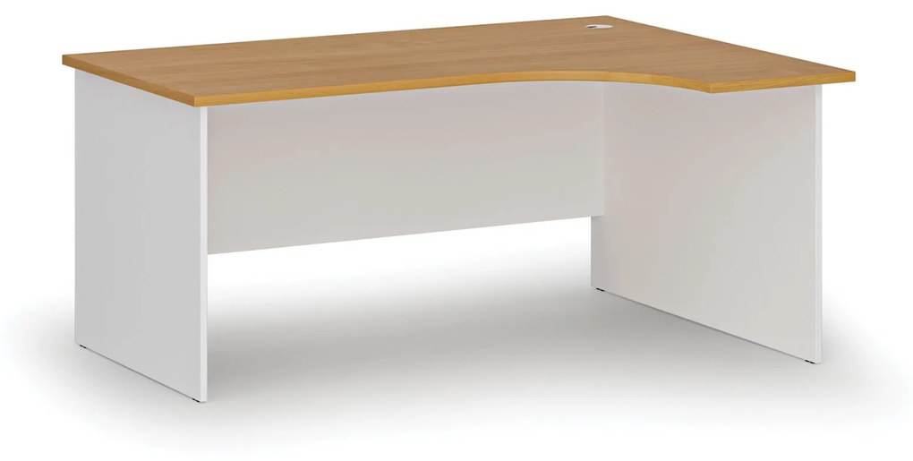 Kancelársky rohový pracovný stôl PRIMO WHITE, 1600 x 1200 mm, pravý, biela/buk