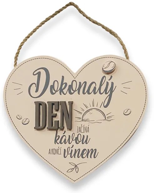 Nekupto Dekorace cedulka srdce velké Dokonalý den Kafetearie