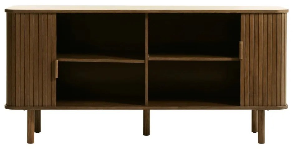 Hnedá nízka komoda v dekore duba s posuvnými dverami 76x160 cm Cavo – Unique Furniture