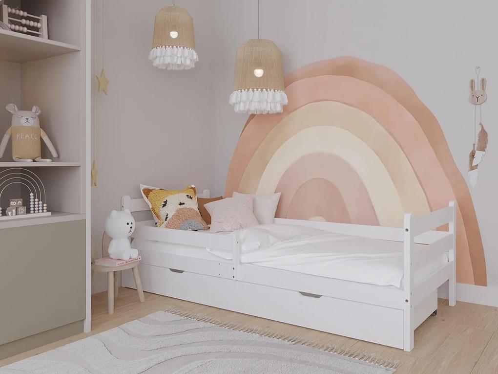 Drevená detská posteľ so zásuvkou 80x160 Kacperek biela