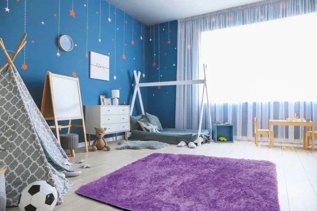 Protišmykový koberec SHAGGY fialový