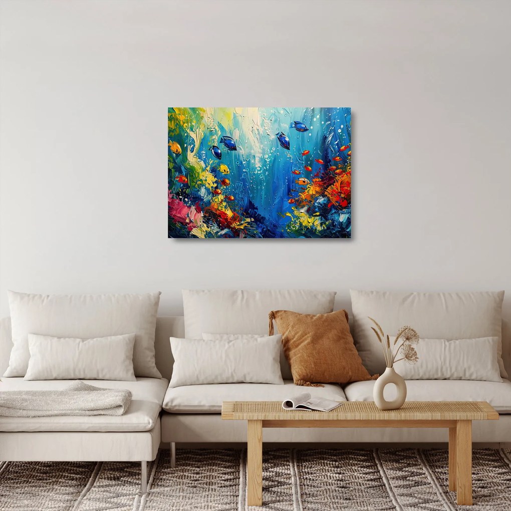 Sklenený obraz - Maľba podmorského sveta (70x50 cm)