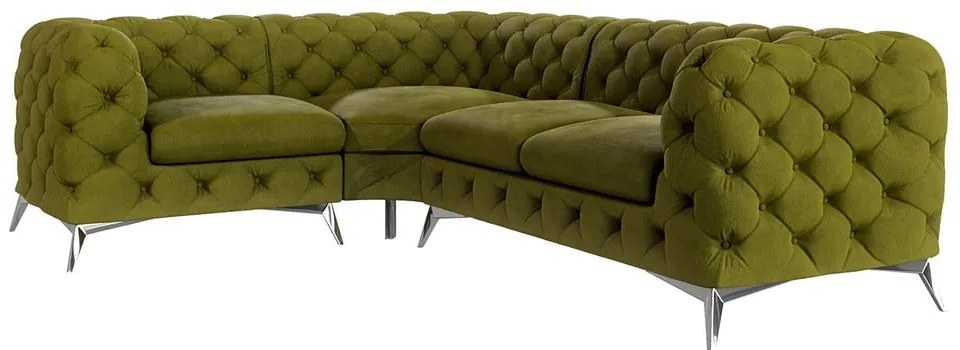Zelená zamatová rohová pohovka (ľavý roh/do L) Chelsea – Ropez