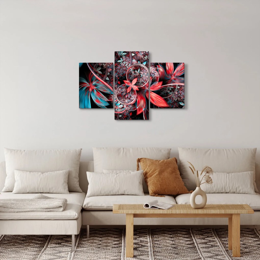 Abstraktný obraz exotických kvetov (90x60 cm)