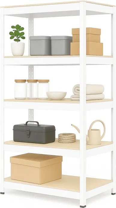 Akcia 3x Regál 180x90x40 cm lakovaný 5-policový, nosnosť 875 kg - biely