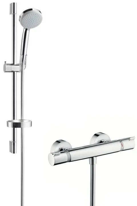 Hansgrohe Croma 100, sprchový set Vario s termostatom, 3 prúdy, EcoSmart 9 l/min, chrómová, HAN-27032000