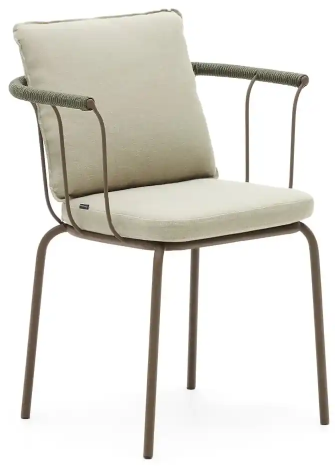 Zelená/béžová kovová záhradná stolička Salguer - Kave Home | BIANO