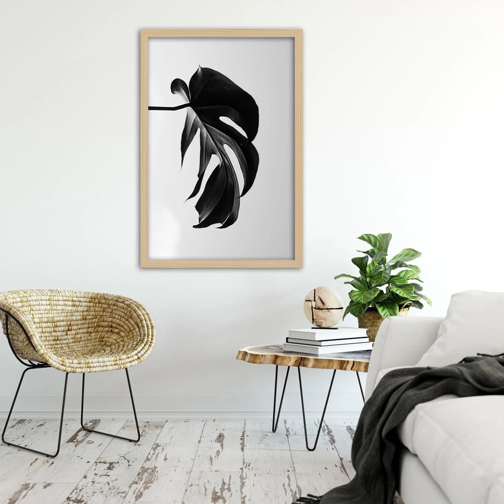 Gario Plagát Čierna a biela monstera list Farba rámu: Bez rámu, Rozmery: 20 x 30 cm