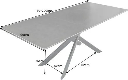 Rozkladací jedálenský stôl Alpine 43845 160/200x90cm Ceramik antracite - Komfort-nábytok