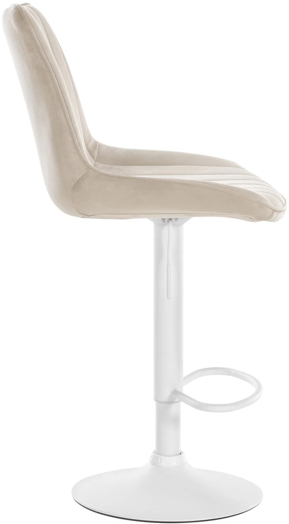 Design-Shop 2x Barová stolička Toni - zamat, biely rám Krémová