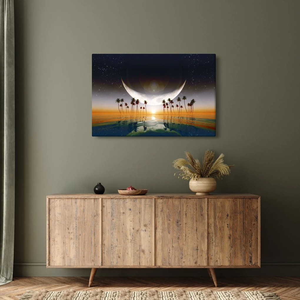 Obraz - Mesiac nad palmami (90x60 cm)
