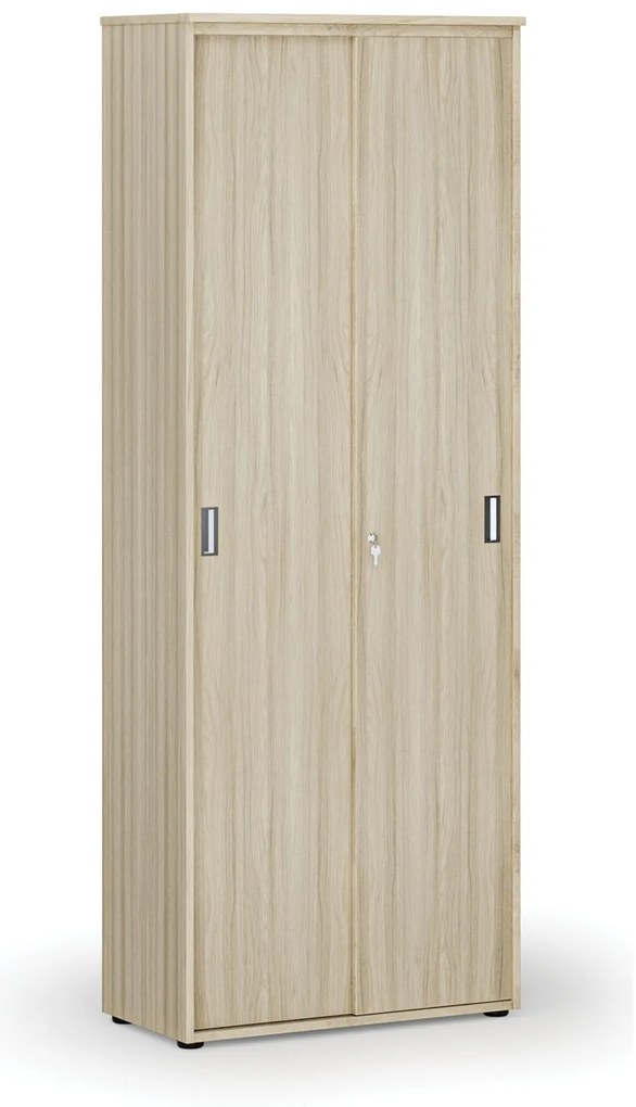 Kancelárska skriňa so zasúvacími dverami PRIMO WOOD, 800 x 420 x 2128 mm, dub prírodný