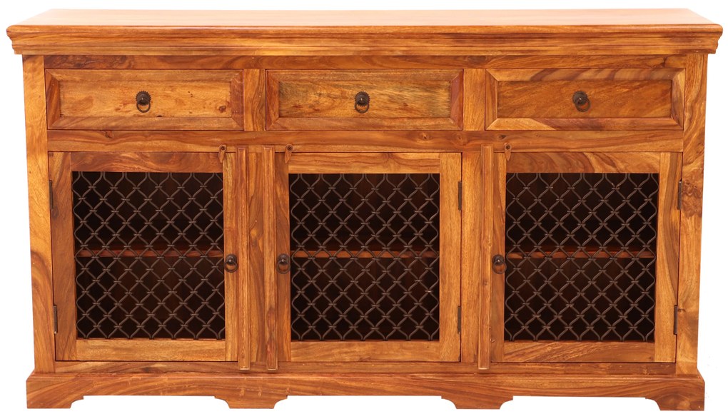 furniture-nabytek.cz - Rustikálna komoda z palisandru s kovovým opletením 160x45x90