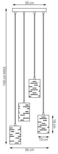 Luster na lanku TANK 4xE27/15W/230V pr. 36 cm čierna