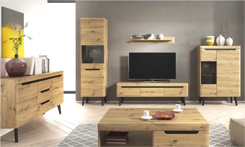 Televizní stolek Nordi 107 cm černý/dub Artisan