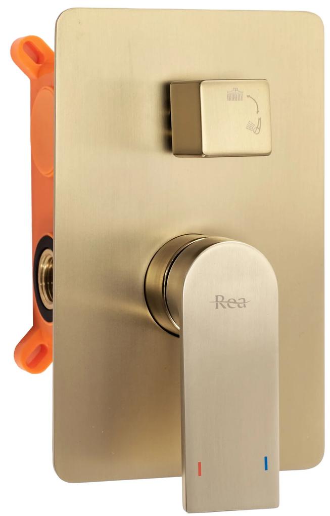 Rea Verso, podomietková sprchová sada + krabicový montážny systém, zlatá matná, REA-P9150