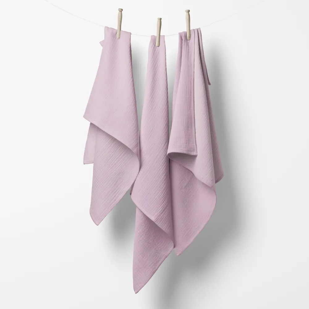 Biante Mušelínová plienka/dečka Nature MSN-021 Bledo fialová - ZVÝHODNENÁ SADA 3 KS 100x100 cm - Sada 3 ks