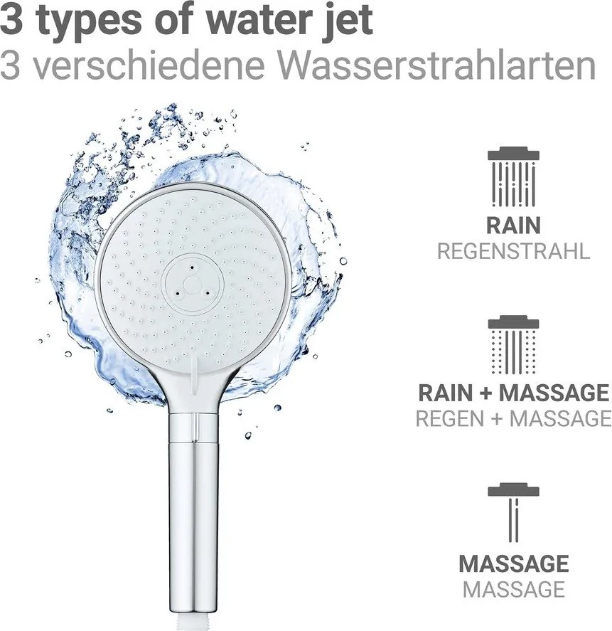 Plastová sprchová hlavica v lesklo striebornej farbe ø 12 cm Water Saving – Wenko