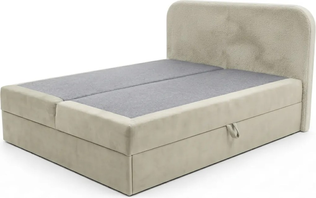 Čalúnená posteľ boxspring FORENA 160x200 cm krémová Matrac: Bonell pružinová matrac
