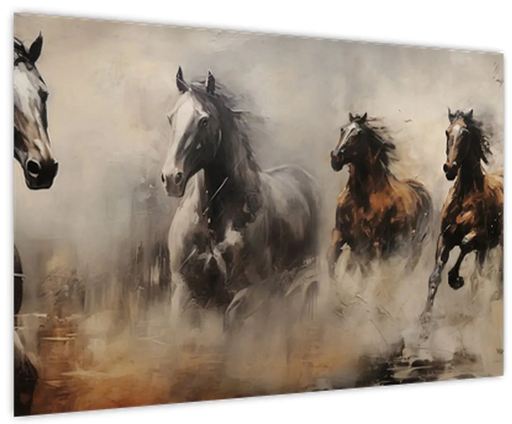 Obraz - Olejomaľba koní (90x60 cm)