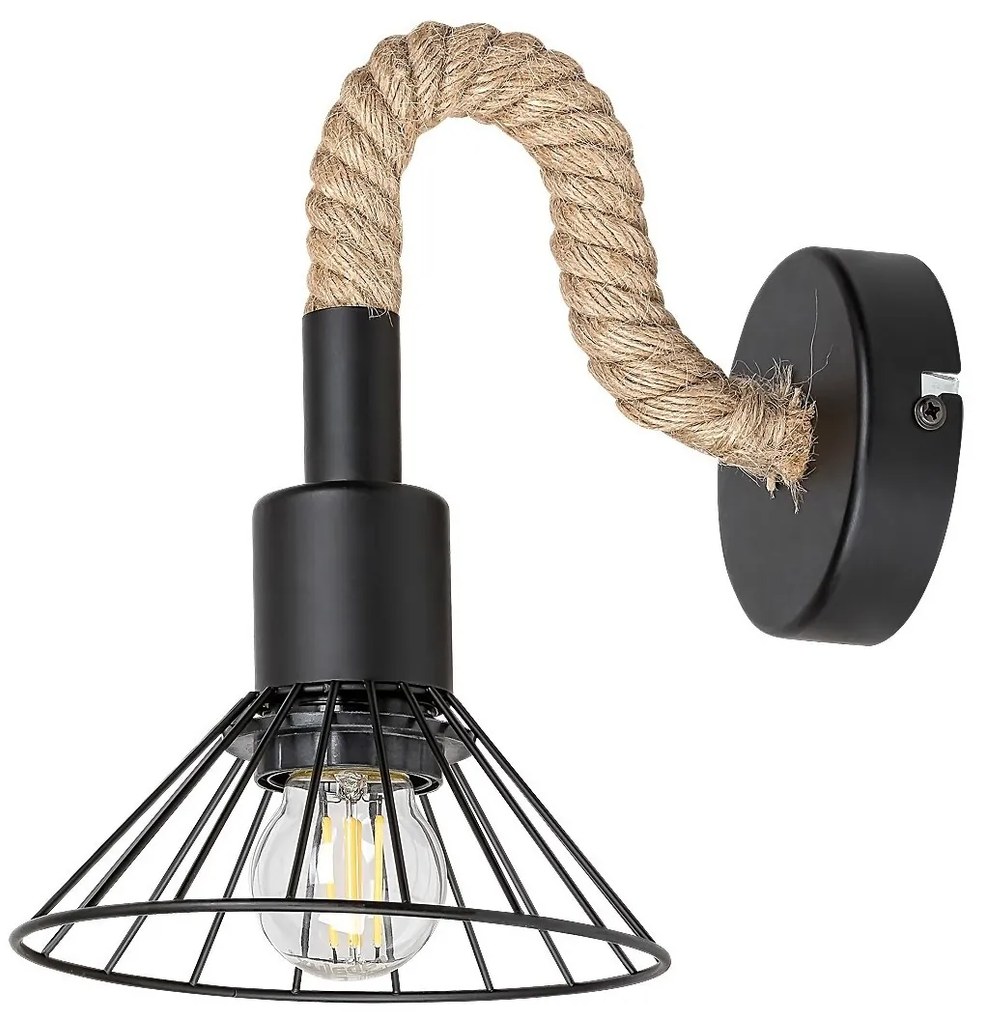 RABALUX Nástenná industriálna lampa DARYL, 1xE27, 40W, čierna