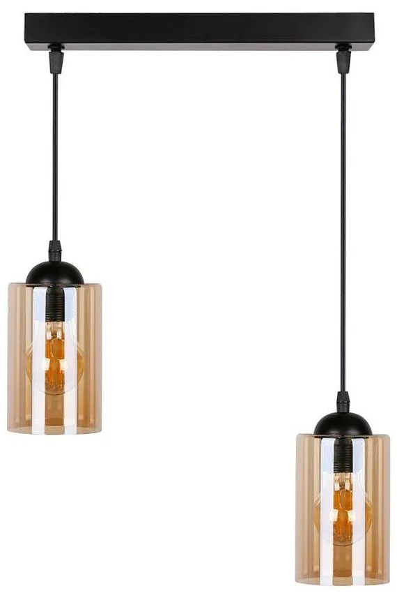 Čierne závesné svietidlo so skleneným tienidlom 10x34 cm Bistro - Candellux Lighting