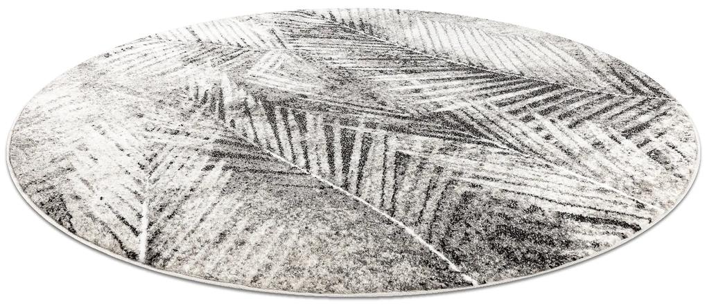Okrúhly moderný koberec MATEO 8035/944 Palmové lístie, sivo - béžový