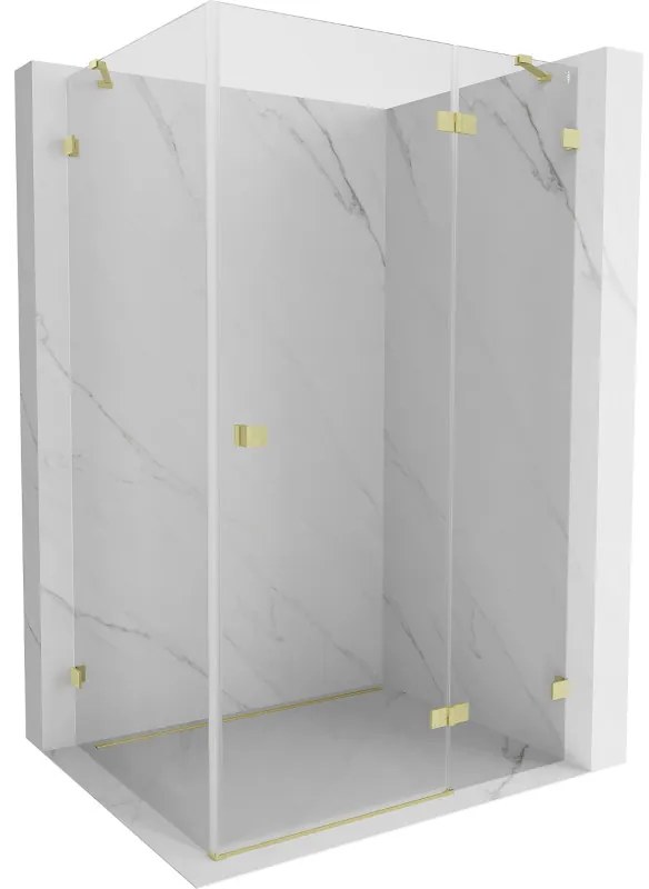 Mexen Lunar, pravostranný výklopný sprchový kút 85 x 70 cm, 8mm číre sklo, zlatý kartáčovaný - 834-085-070-55-00-P