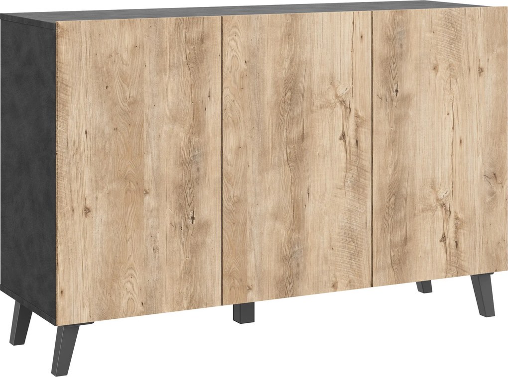 XXXLutz ŠIROKÁ KOMODA, antracitová, farba duba košíčkatého, 120/76/39 cm P & B - Online Only drobný nábytok - 002778008304