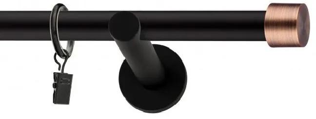 Dekorstudio Garniža jednoradová Luna medená MIX čierna-matná 19mm Dĺžka: 140cm, Typ príslušenstva: Krúžky tiché so štipcami