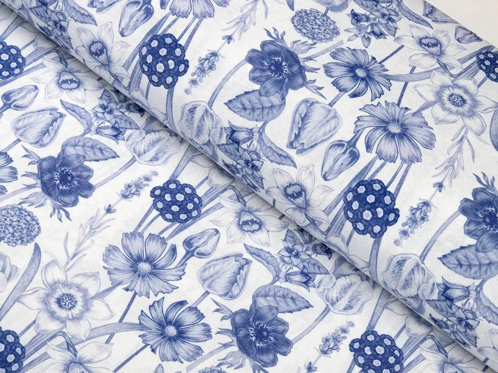Biante Dekoračný štvorcový obrus PML-090 Modré jarné kvety na bielom 130x130 cm