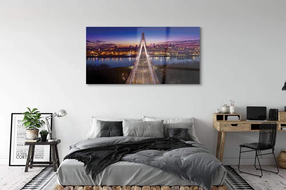 Obraz na akrylátovom skle Warsaw panorama riečny most 140x70 cm