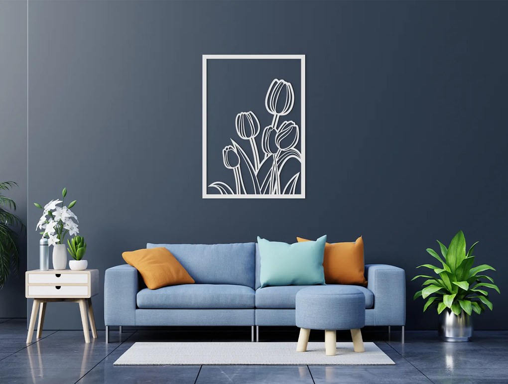 drevko Moderný drevený obraz Tulipány Rozmer obrazu: 44,5 x 32 cm, Farba dekorácie: Čierna