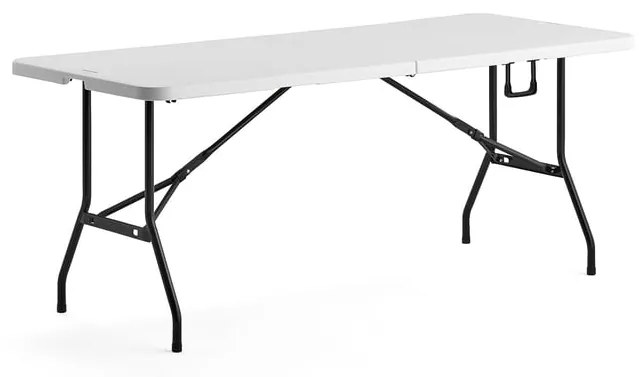 Plastový skladací stôl KLARA, 1800x750x745 mm, biela/čierna