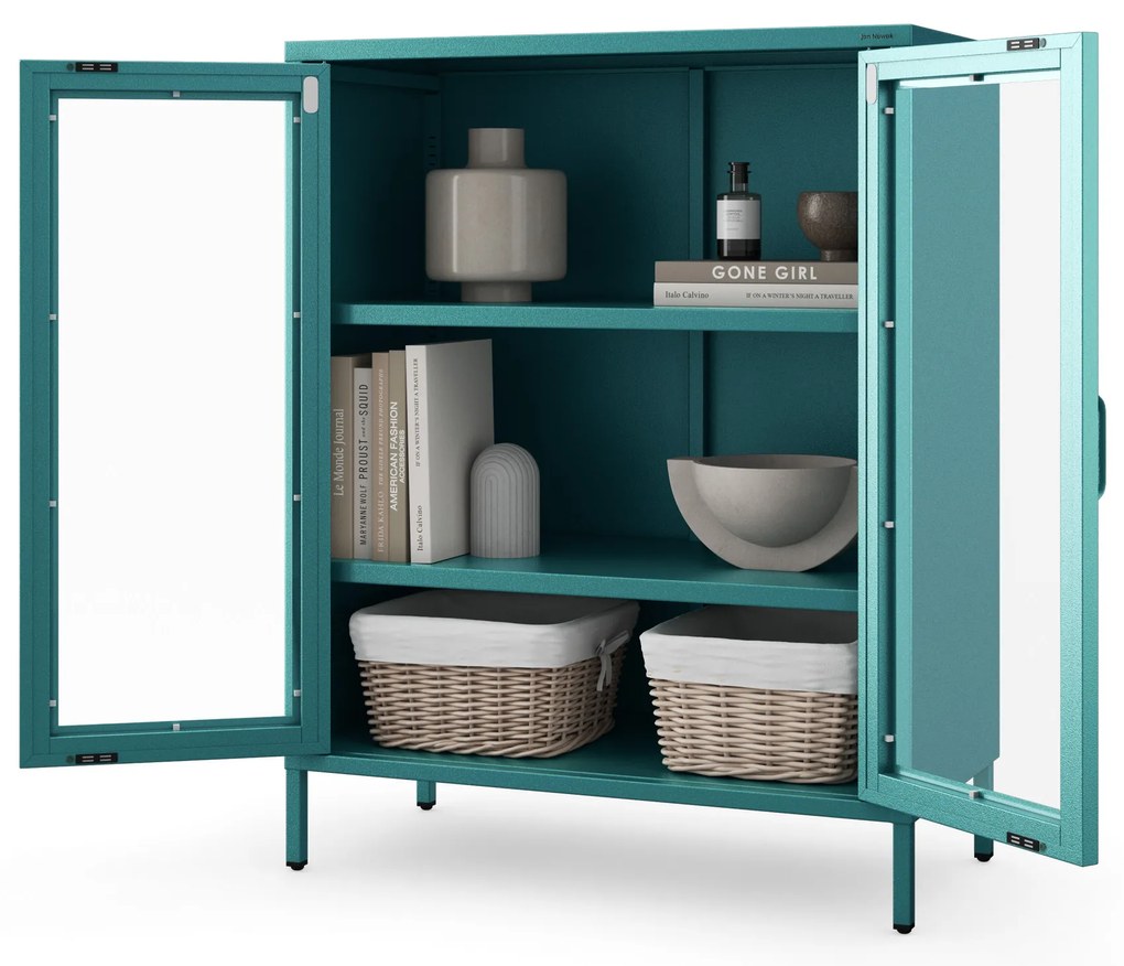 Vitrína GINA, 800 x 1015 x 400 mm, Modern: morská farba