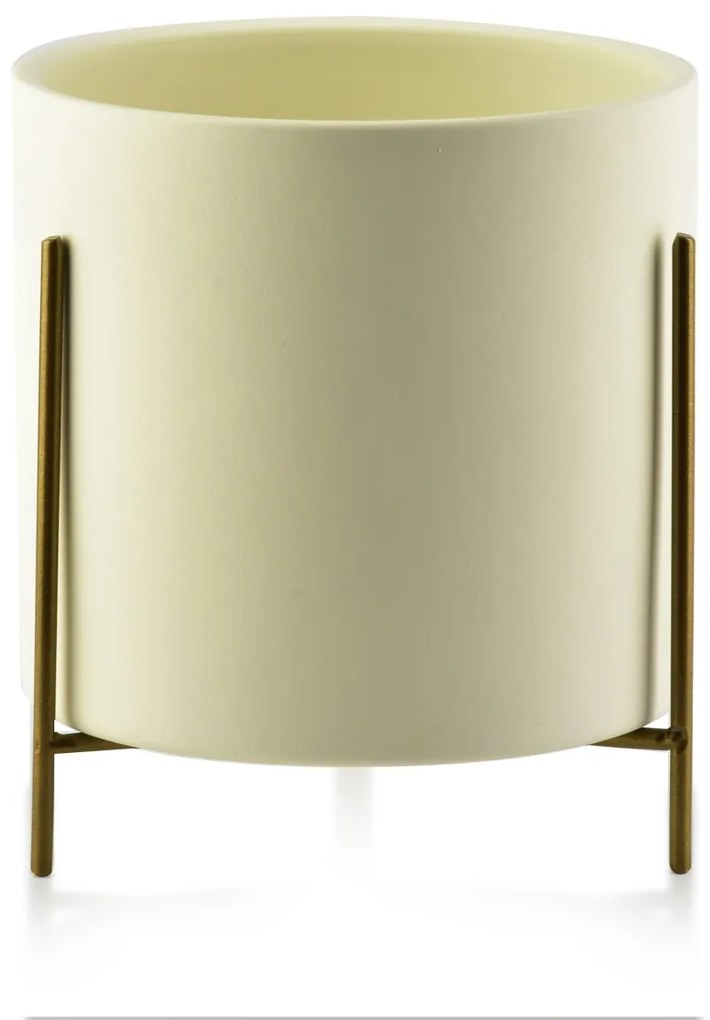 KERAMICKÝ KVETINÁČ SO STOJANOM NEVA BASIC 12X14,5 CM KRÉMOVÁ