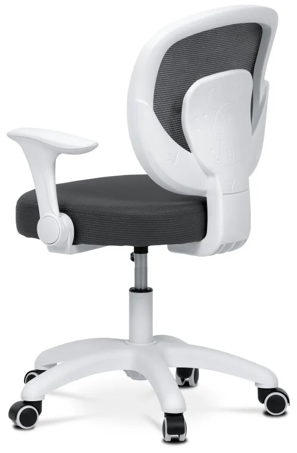 Detská pracovná stolička DINO — sieť / látka, tmavo sivá